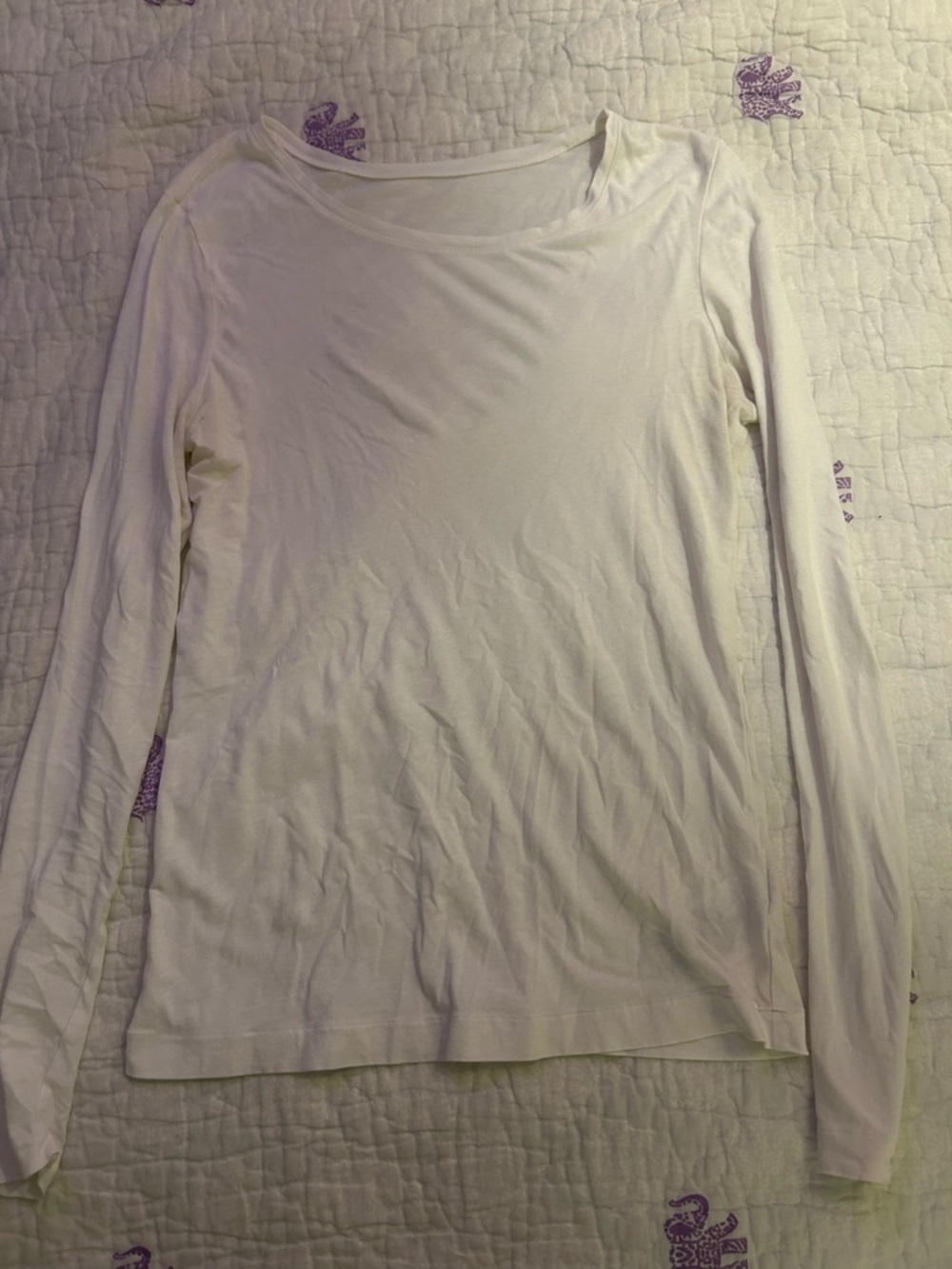 Classic Long Sleeve Crewneck Top in Off-White